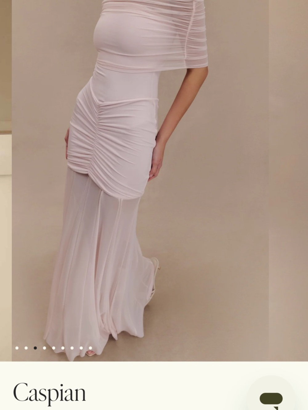 Meshki Blush One-Shoulder Ruched Evening Gown - Picture 3 of 3